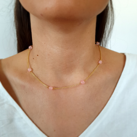 Colier Rare Pink Jade, argint placat cu aur [1]
