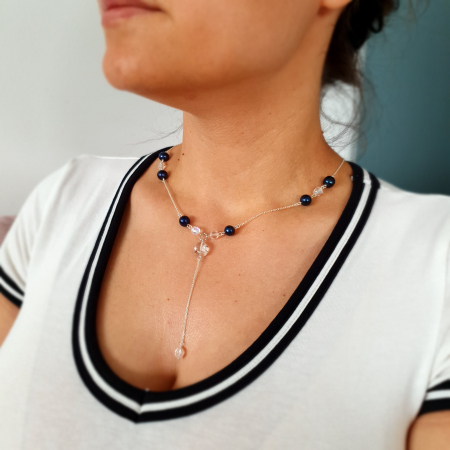 Bijuterii cu perle - Colier Black Pearls, argint