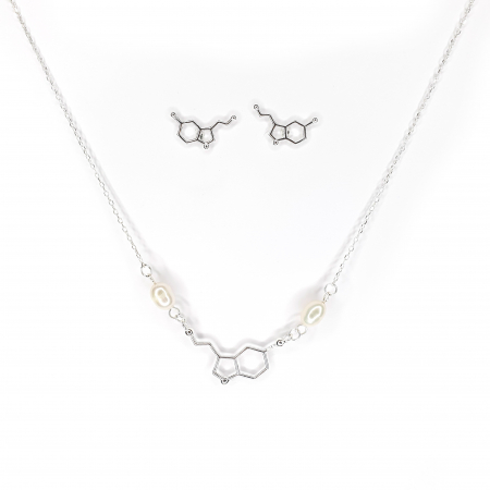 Set colier si cercei cu tija Silver Serotonina (Hormonul fericirii), argint [2]