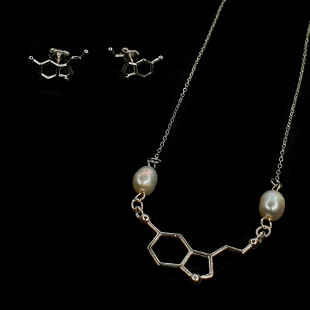 Set colier si cercei cu tija Silver Serotonina (Hormonul fericirii), argint [6]