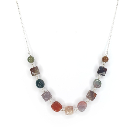 Pesti - Colier Althea cu Agata Indiana, argint