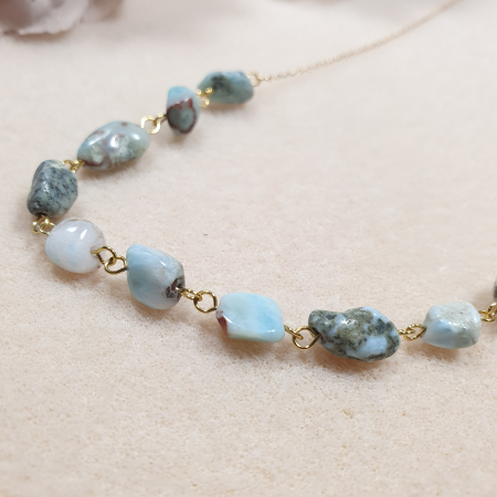 Colier Stones Larimar, argint placat cu aur [2]