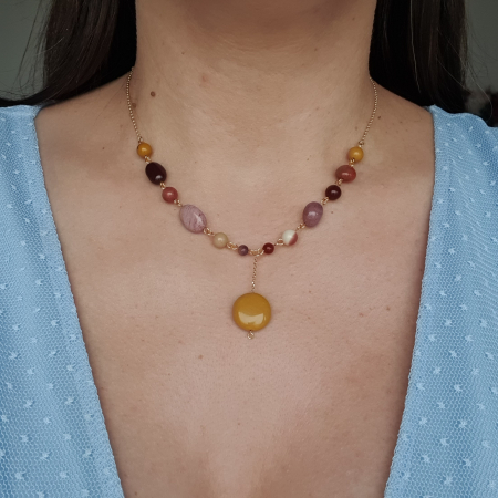 Colier Stones Mokait, argint placat cu aur [2]