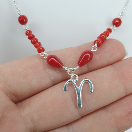 Colier Zodiac Berbec Coral, argint [1]