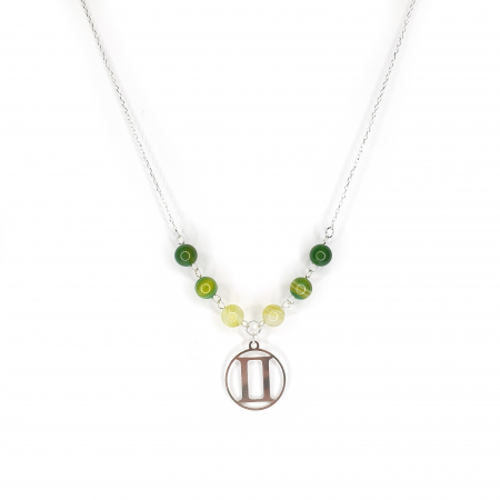 Colier Zodiac Gemeni Agata Striped, argint [1]