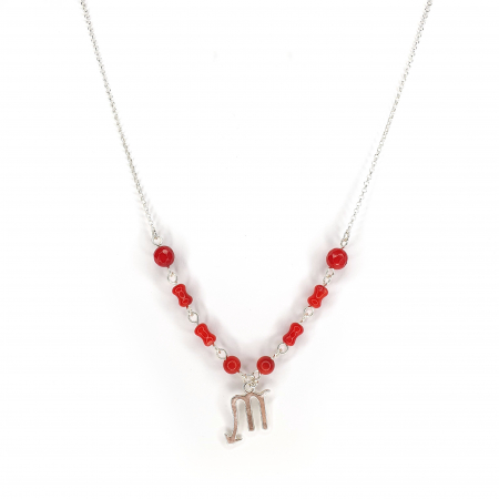 Bijuterii argint - Colier Zodiac Scorpion Coral, argint