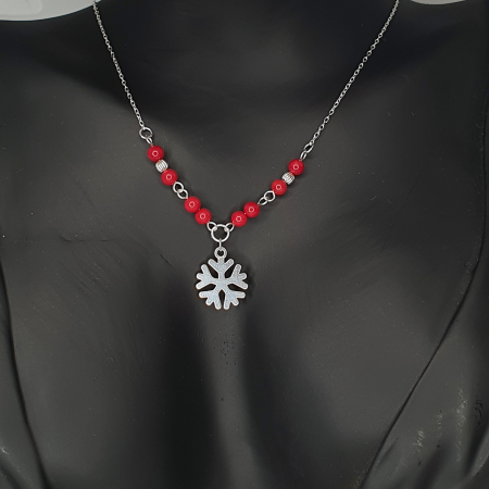 Set colier si cercei cu tija Snowflake, argint [3]