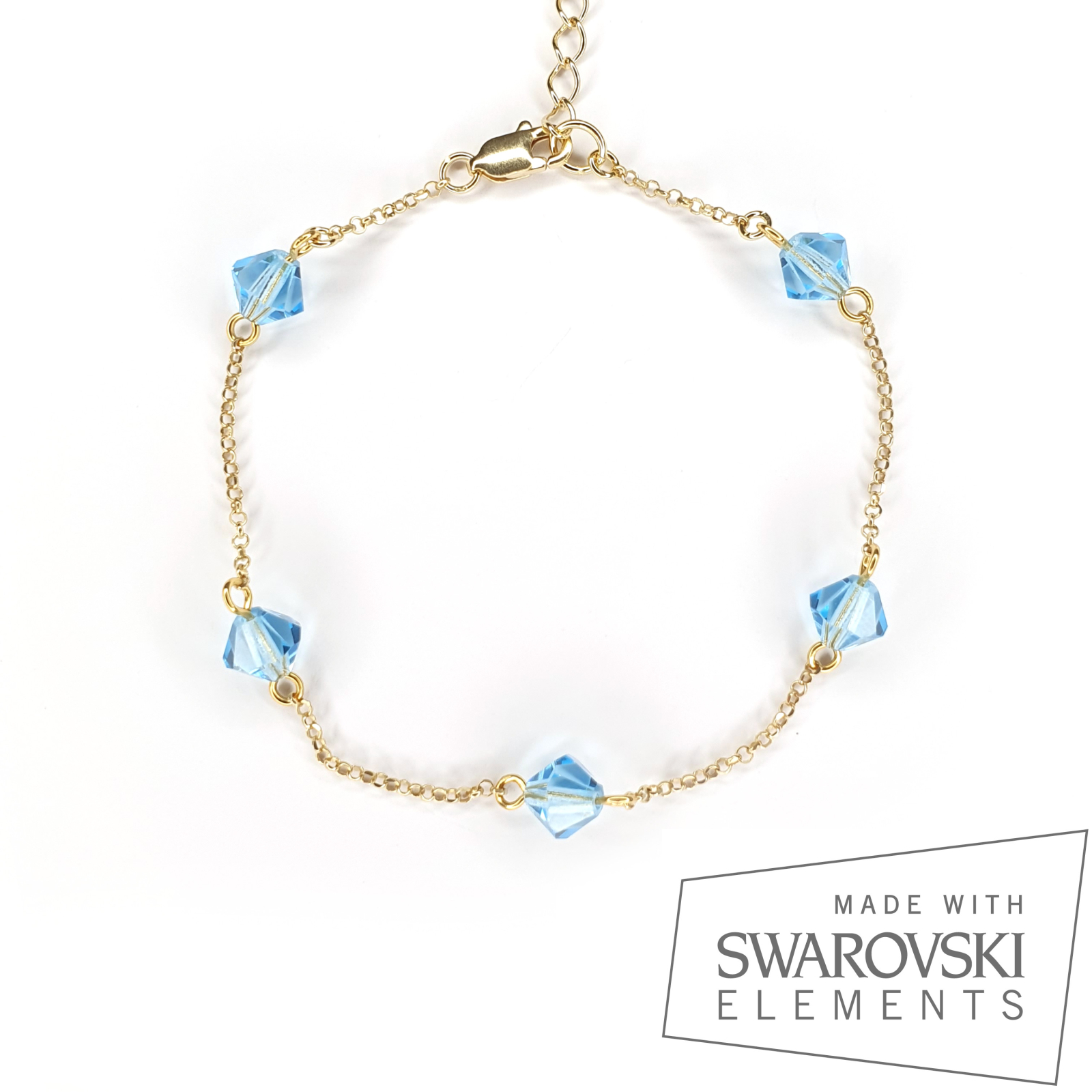 Bratara Aquamarine, argint placat cu aur
