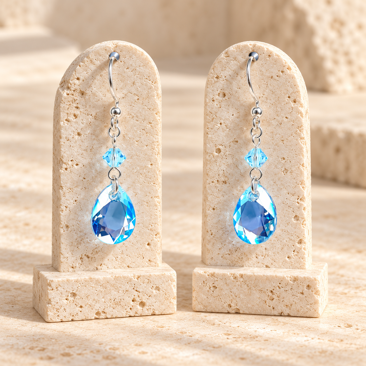 Cercei Aquamarine Tear, argint