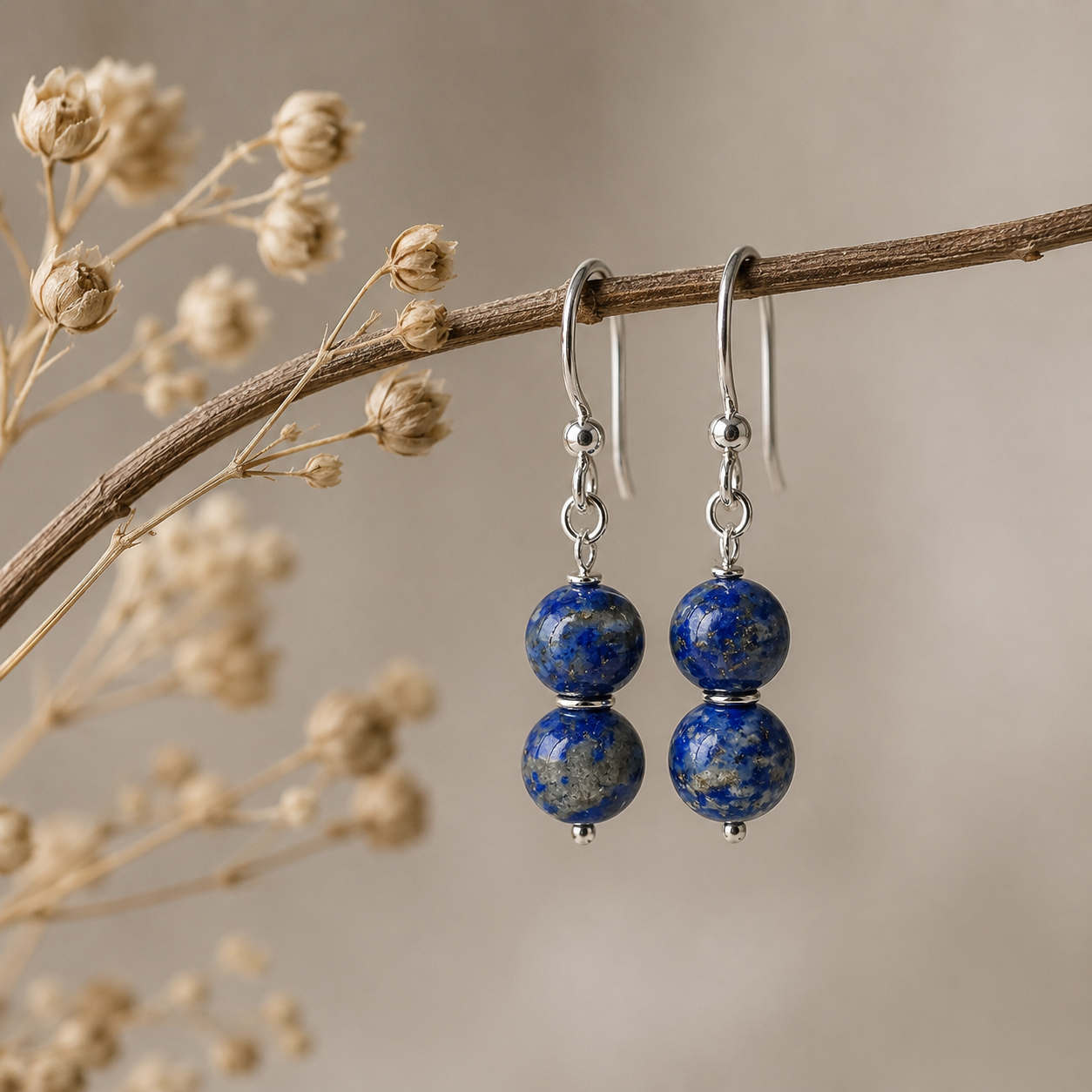 Cercei Eirena, cu Lapis Lazuli, argint