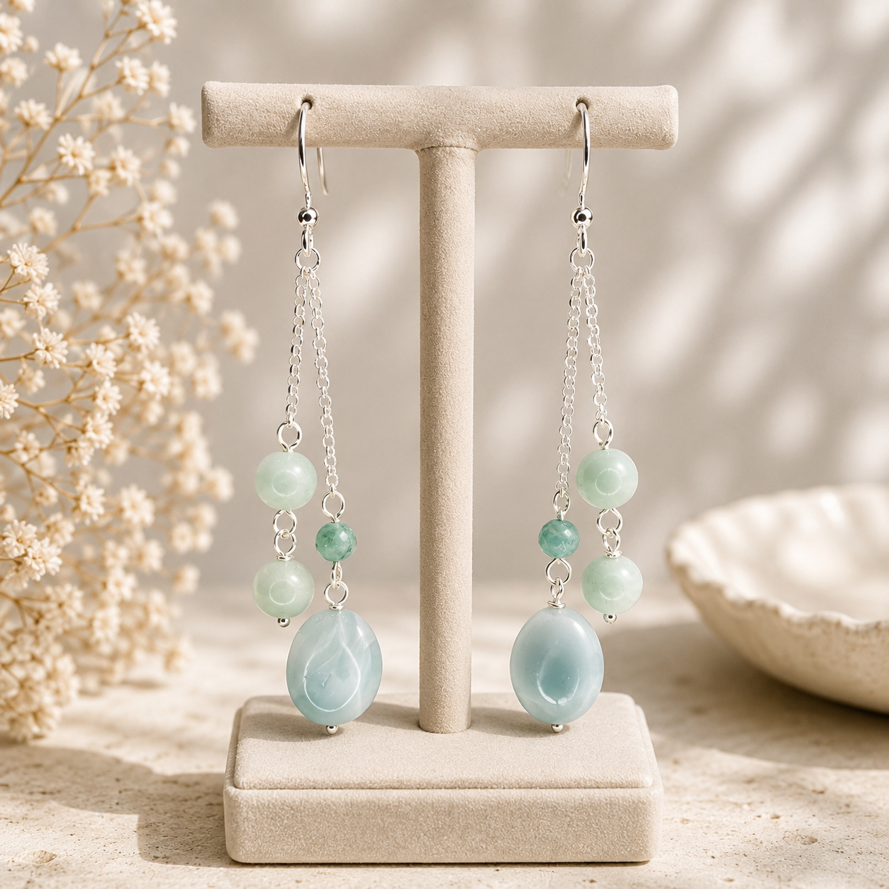 Cercei Gina cu Larimar, argint