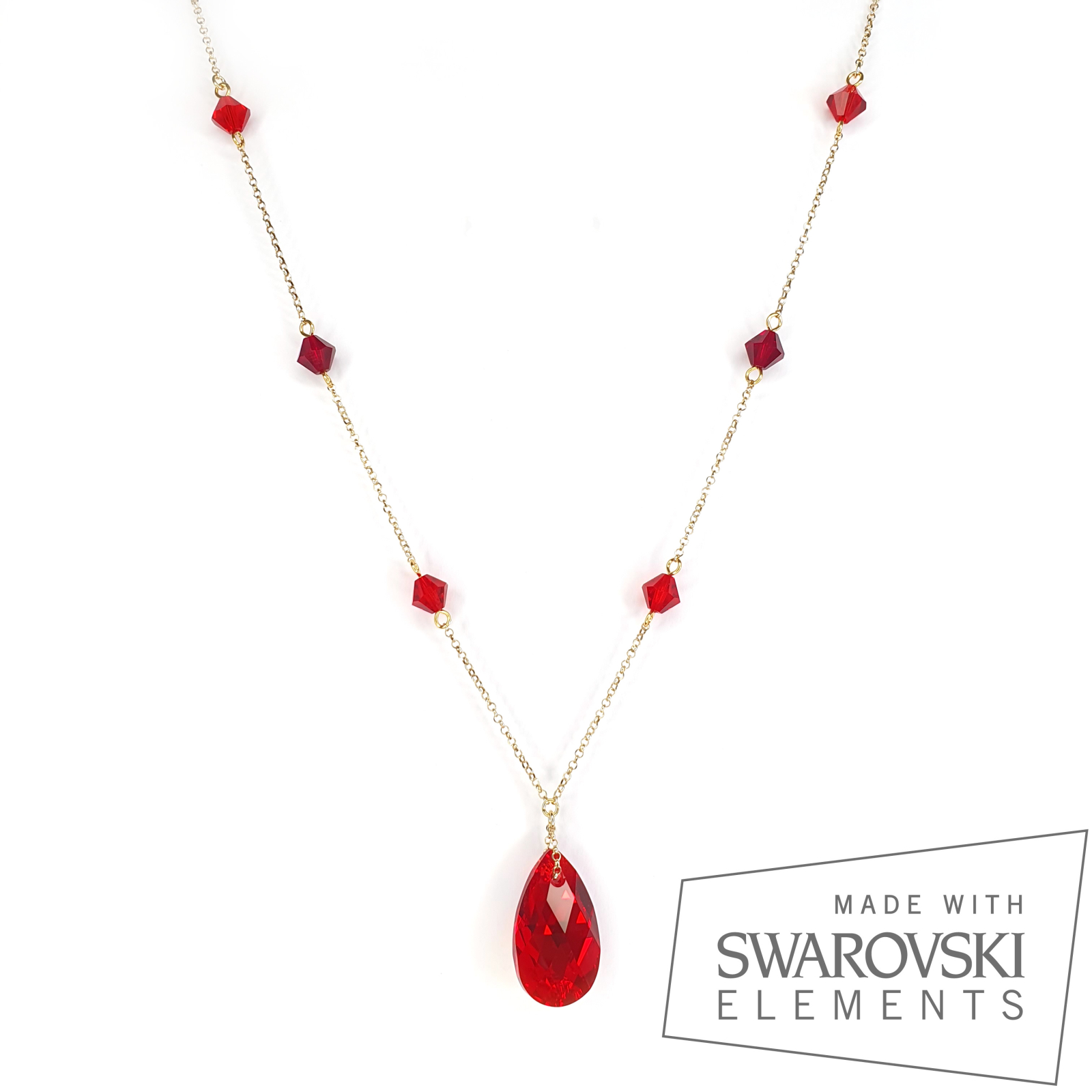 Colier Patricia Red, argint placat cu aur
