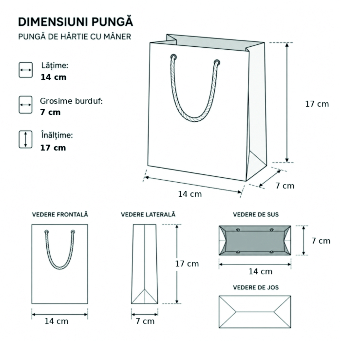 Punga carton OYSTER GREY premium, cu maner din SNUR textil [3]