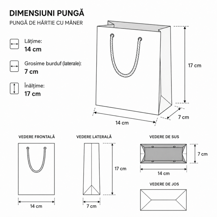 Punga carton ROSU premium, cu maner din SNUR textil [2]