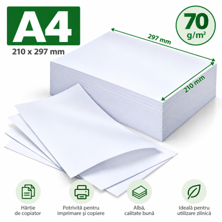 HARTIE SI CARTON - Hartie de copiator A4 70 g mp 297x210 mm