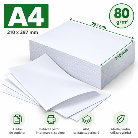 HARTIE SI CARTON - Hartie de copiator A4 80 g mp 297x210 mm