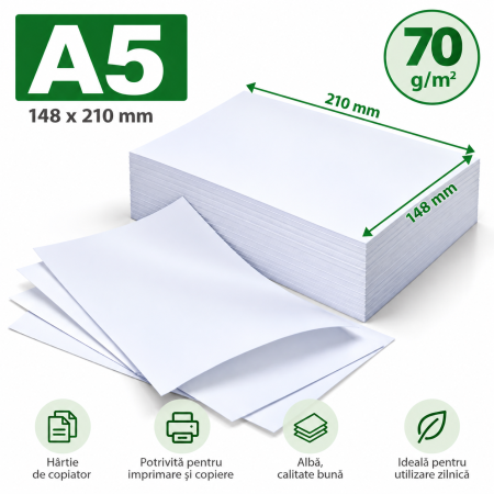 HARTIE SI CARTON - Hartie de copiator A5 70 g mp 148x210 mm