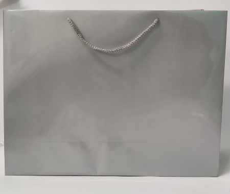 Pungi TIPARITE premium - Pungi carton premium, ARGINTIU LUCIOS, cu maner snur textil