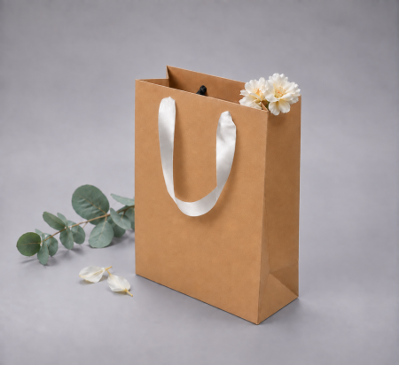 Pungi KRAFT NATUR premium - Pungi hartie KRAFT NATUR premium, netiparita,cu maner din panglica