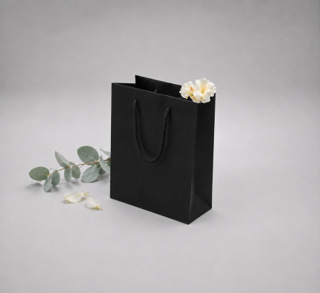 Pungi NEGRE premium - Pungi hartie KRAFT natur, cu maner rasucit