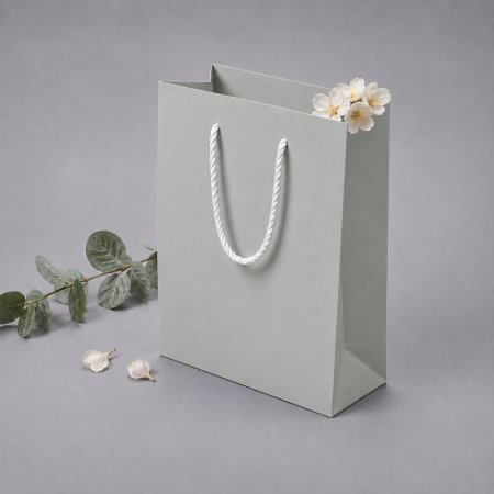 Pungi ALBE premium - Punga carton OYSTER GREY premium, cu maner din SNUR textil