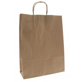 PUNGI HARTIE - Punga Hartie KRAFT natur netiparita 31x17x39 cm, cu maner rasucit