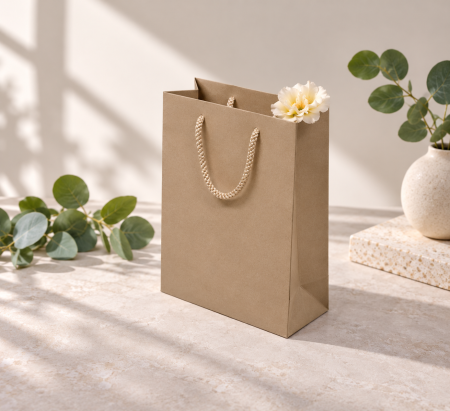 Pungi KRAFT NATUR premium - Pungi hartie KRAFT natur, cu maner rasucit