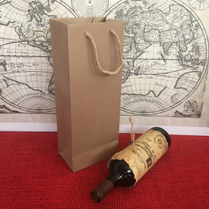 Pungi VIN premium - Pungi hartie KRAFT natur, cu maner rasucit