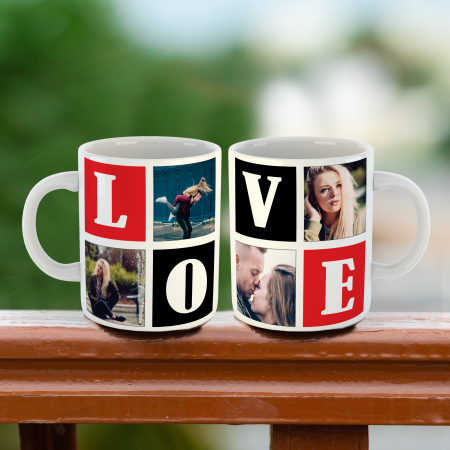 Cani Personalizate - Cana Personalizata Love cu 4 fotografii