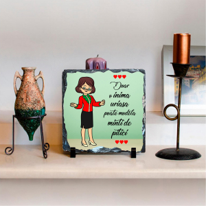 Placi Ardezie Personalizate - Placa Ardezie Patrata Educatoare