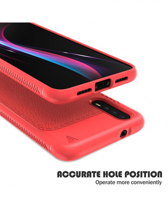 Carcasa protectie spate din piele ecologica si gel TPU pentru Huawei P20, rosie [7]