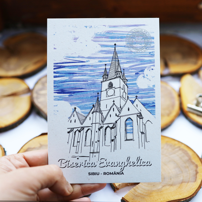 Carte postala Biserica Evanghelica, suvenir Sibiu [3]