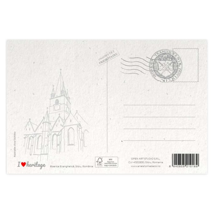 Carte postala Biserica Evanghelica, suvenir Sibiu [2]