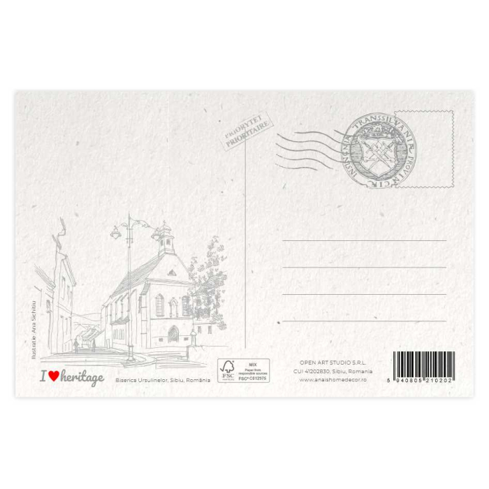 Carte postala model Biserica Ursulinelor, suvenir Sibiu [2]