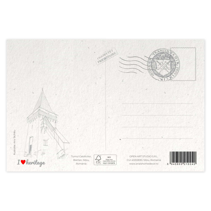 Carte postala Biertan, Sibiu, suvenir Transilvania [2]