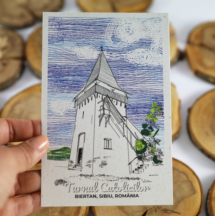Carte postala Biertan, Sibiu, suvenir Transilvania [3]