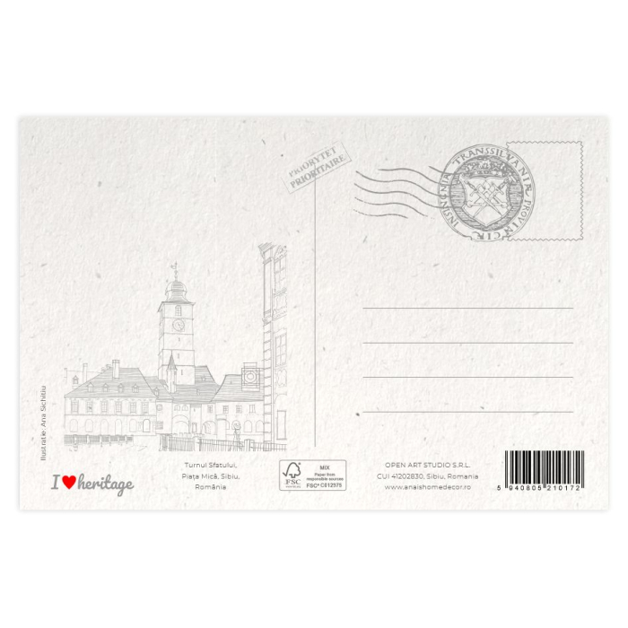 Carte postala model Turnul Sfatului, suvenir Sibiu [2]