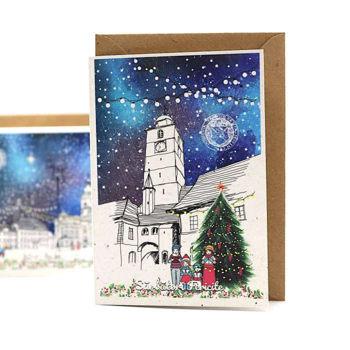 Felicitare de Craciun, Sibiu, Turnul Sfatului [3]