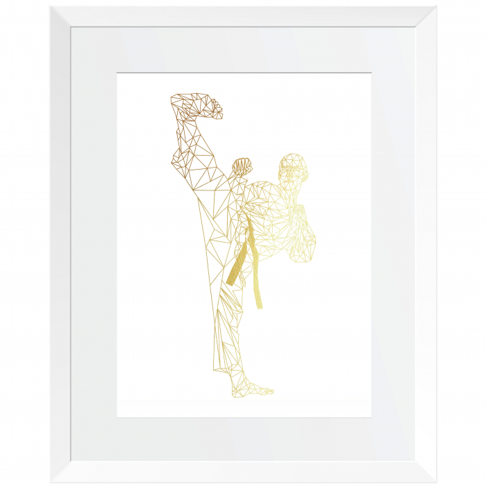 Tablou Luptator, arte martiale, colaj metalic auriu, inramat, 24x30 cm [1]
