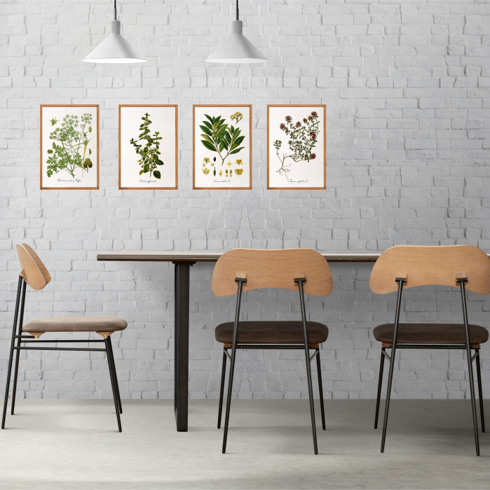 desen botanic vintage dafin inramat cu rama lemn [6]