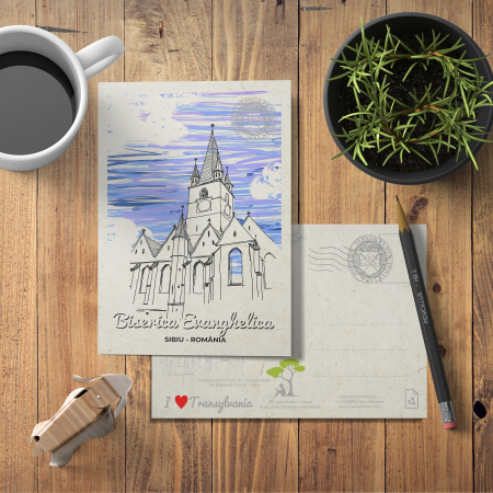 Carte postala Biserica Evanghelica, suvenir Sibiu [5]