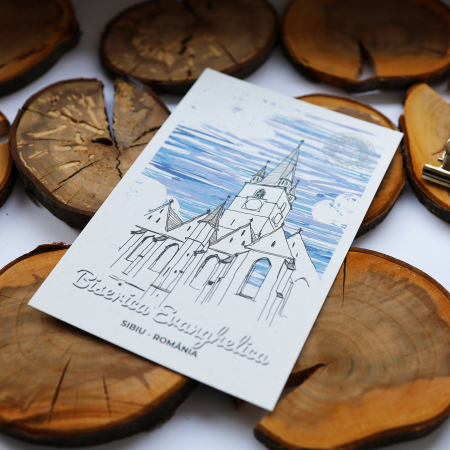 Carte postala Biserica Evanghelica, suvenir Sibiu [2]