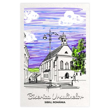 Carte postala model Biserica Ursulinelor, suvenir Sibiu