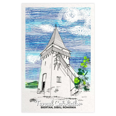 Carte postala Biertan, Sibiu, suvenir Transilvania