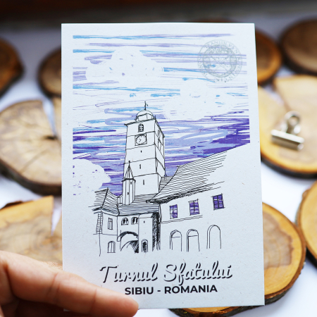 Carte postala model Turnul Sfatului, suvenir Sibiu [2]
