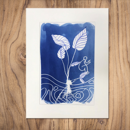 Cyanotype art, Read a Leaf [1]