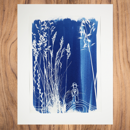 Cyanotype art, Read the Grass [1]