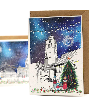 Felicitare de Craciun, Sibiu, Turnul Sfatului [2]