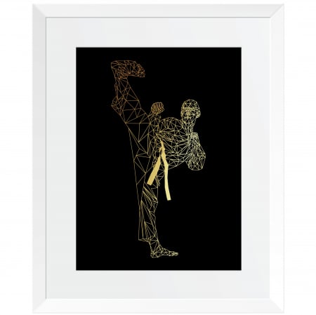 Tablou Luptator, arte martiale, colaj metalic auriu, inramat, 24x30 cm [2]
