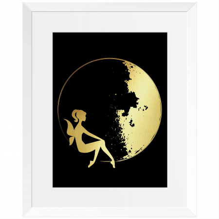 Tablou Luna si Zana, colaj metalic auriu, cadou pentru ea [0]